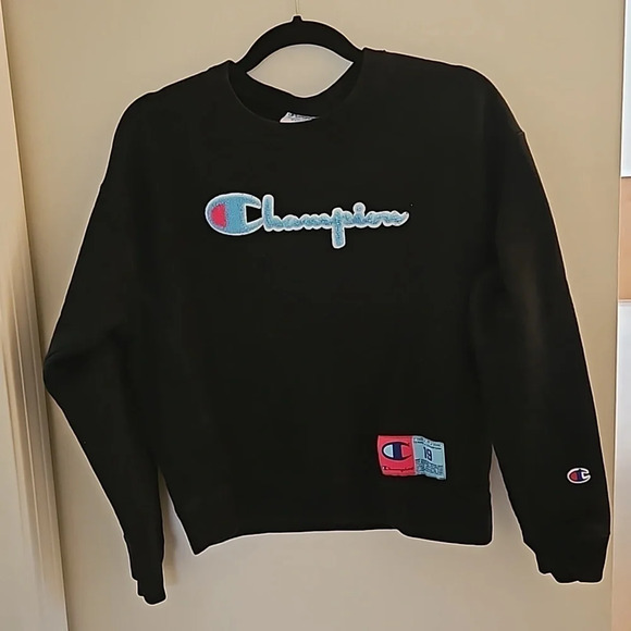 Champion Reverse Weave Chenille Logo Crew Neck Sweatshirt Pullover Medium - Picture 1 of 6